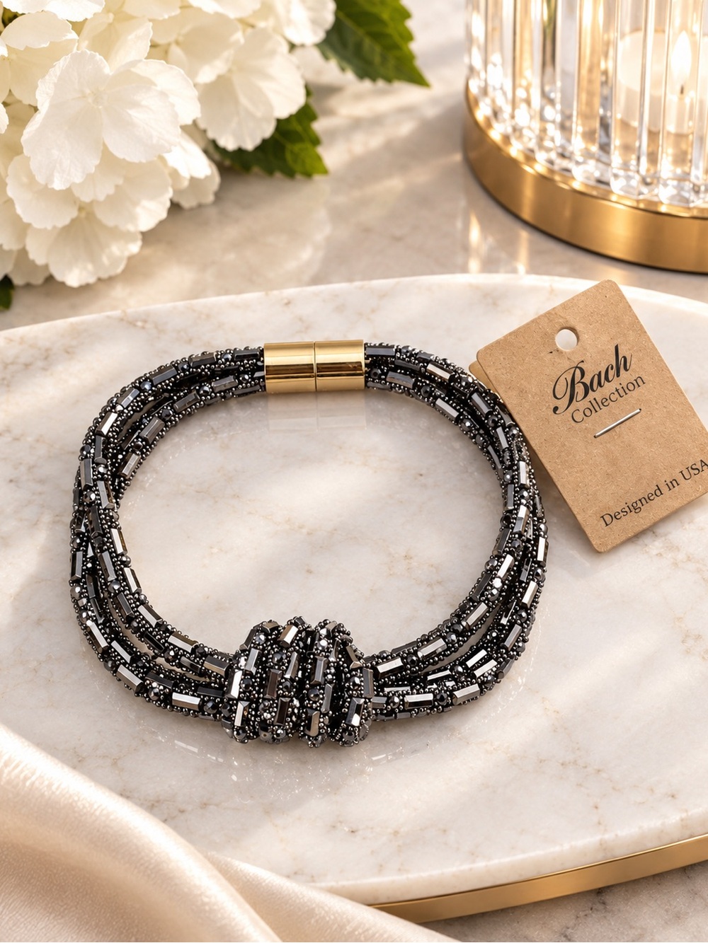 Bach Collection Beaded Bracelet Rose Gold or Gunmetal Choose 1 NWT - Picture 6 of 7